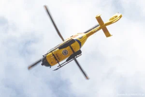 WYPADEK NA PLACU BUDOWY PRZY HEWELIUSZA. Ląduje śmigłowiec LPR!
